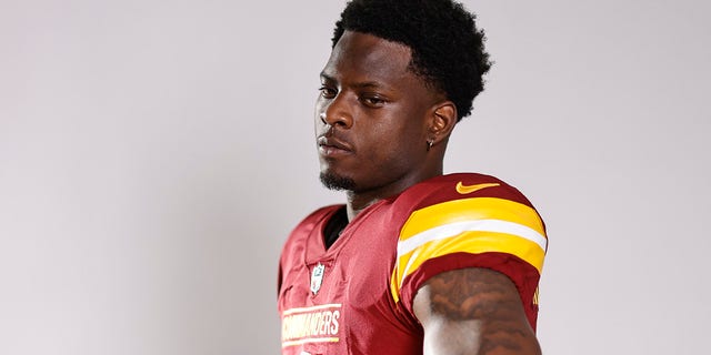 Brian Robinson Jr. of the Washington Commanders is shown during the NFLPA Rookie Premiere on May 21, 2022, in Los Angeles.