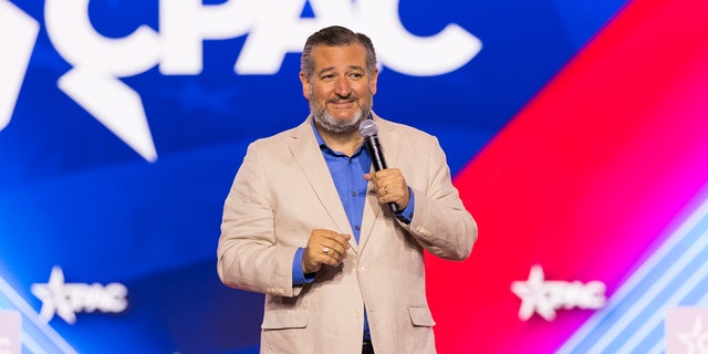 TEXAS, USA - August 5, 2022: Texas Sen. Ted Cruz delivers speech at the Conservative Political Action Conference (CPAC), in Dallas, Texas.