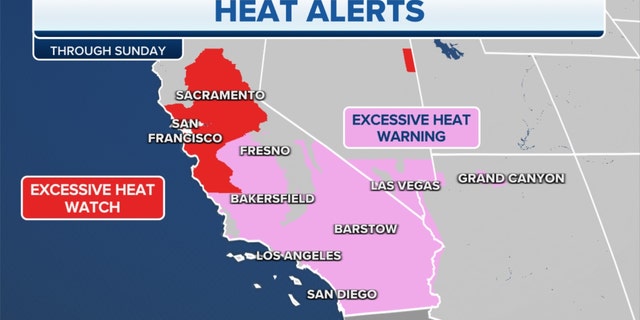 Heat alerts in California through Sunday