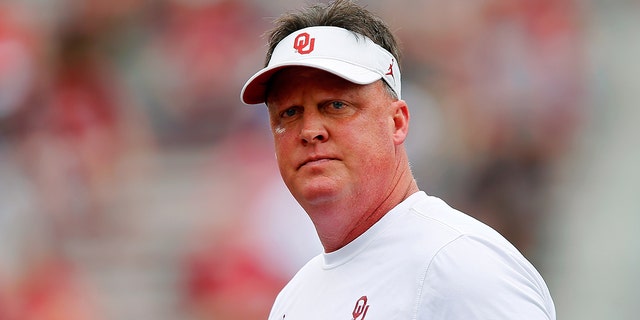 Assistant Head coach Cale Gundy of the Oklahoma Sooners watches the team before their spring game at Gaylord Family Oklahoma Memorial Stadium on April 23, 2022 in Norman, Oklahoma.