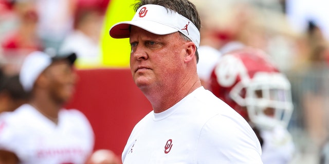 Oklahoma Sooners receivers coach Cale Gundy during the spring game at Gaylord Family Oklahoma Memorial Stadium on April 23, 2022 in Norman, Oklahoma.