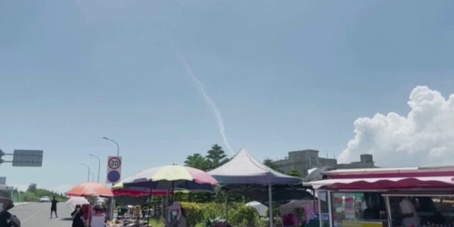 Tourists at Pingtan Island spotted the Chinese military's missile launches into water near Taiwan, Aug. 4, 2022.