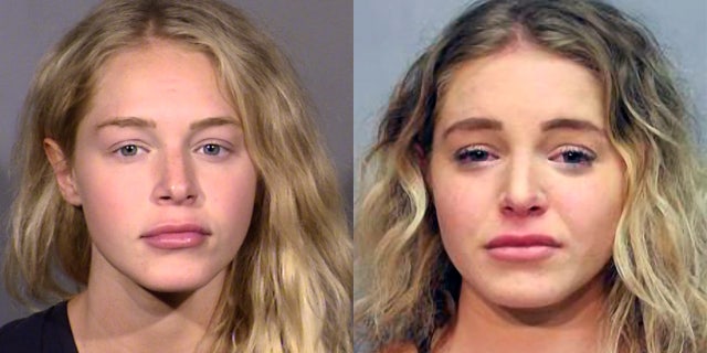 A photo combination showing Courtney Clenney's mugshot from July 2021 in Las Vegas for battery and her arrest in Hawaii for the alleged murder of Christian Obumseli.