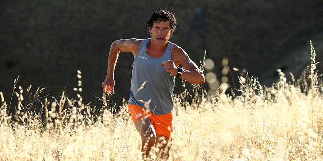 Ultramarathon runner Dean Karnazes does a training run in Mount Tamalpais State Park on June 10, 2020, in Mill Valley, California.