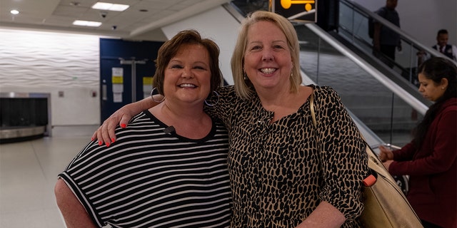 Mary McLaughlin, 56 (left) and Diane Ward, 59 (right), are half-sisters. They met face-to-face for the first time earlier this year. Both sisters were born in Michigan to the same mother but were raised by two different families.