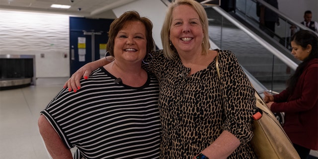 Mary McLaughlin, 56 (left) and Diane Ward, 59 (right), are half-sisters. They met face-to-face for the first time earlier this year. Both sisters were born in Michigan to the same mother but were raised by two different families.