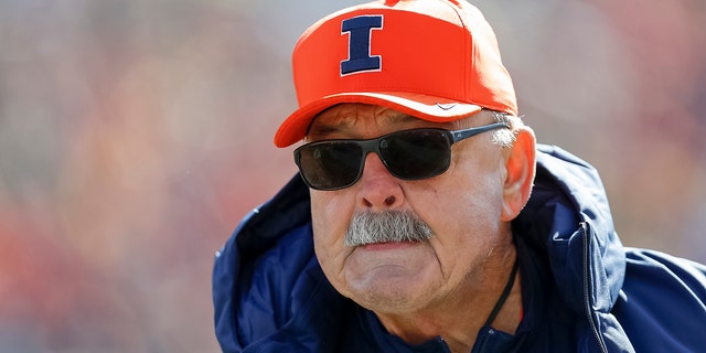 NFL Hall of Famer Dick Butkus is seen during the Illinois Fighting Illini and Michigan Wolverines game at Memorial Stadium on Oct. 12, 2019 in Champaign, Illinois.