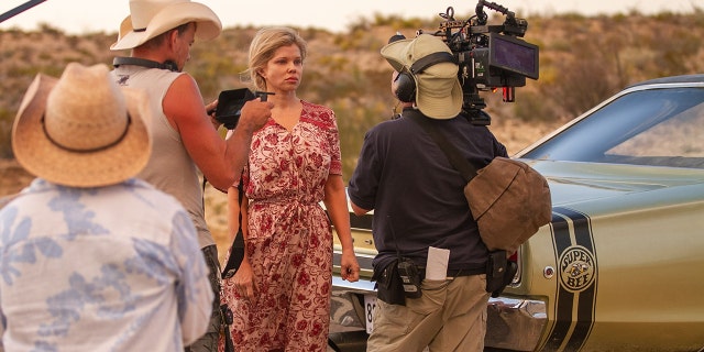 Donna D'Errico is still keeping busy making movies, but her new 'fun' social media project is making a lot of money, she said.  She is seen here filming 'Frank and Penelope'.