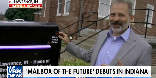 Dan O'Toole, founder and CEO of Dronedek, demonstrates his new mail-delivery system of the future in Lawrence, Indiana, on "Fox and Friends" on Tuesday, August 9, 2022.