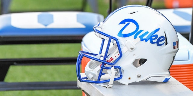 Duke Blue Devils helmet during pre-game at the college football game between the Army Black Knights and the Duke Blue Devils on August 31, 2018, at the Wallace Wade Stadium in Durham, North Carolina. 