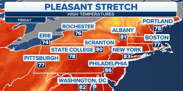 High temperatures across the eastern U.S.