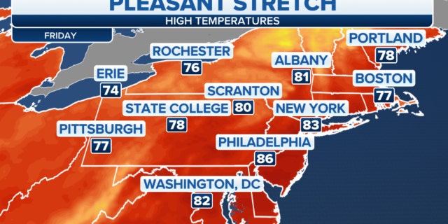 High temperatures across the eastern U.S.