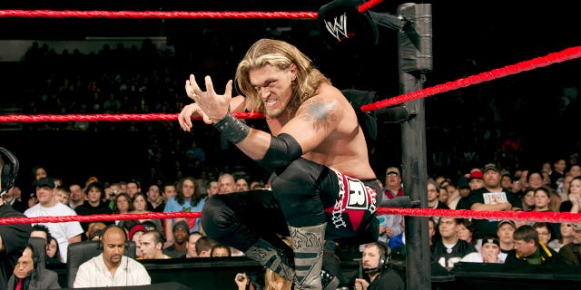 Edge gets ready for a spear.