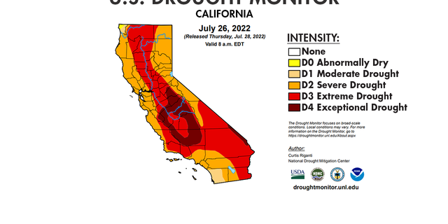 97 percent of California is experiencing severe to extreme drought, according to the US Drought Monitor