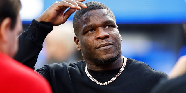 Free agent and former San Francisco 49er Frank Gore looks on before the NFC Championship Game against the Los Angeles Rams at SoFi Stadium on January 30, 2022 in Inglewood, California.