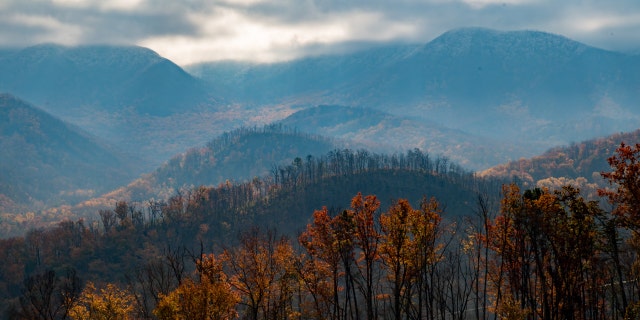 Views of the Great Smoky Mountains National Park are seen in Tennessee, United States on November 10, 2018.
