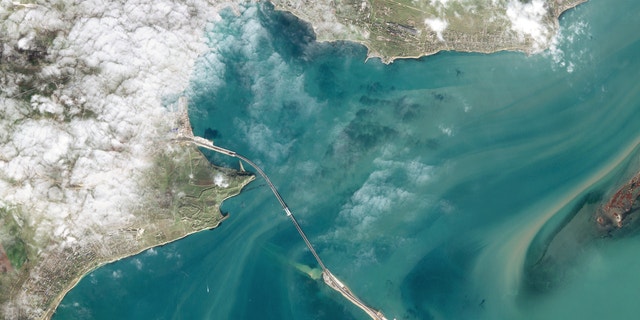 FILE - The Kerch Strait bridge that allows shipping to flow between the Sea of Azov and the Black Sea. 