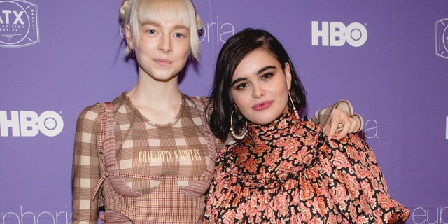 Hunter Schafer, left, expressed sadness about co-star Barbie Ferreira's departure, posting an Instagram story with a sad eye and pink heart emoji.