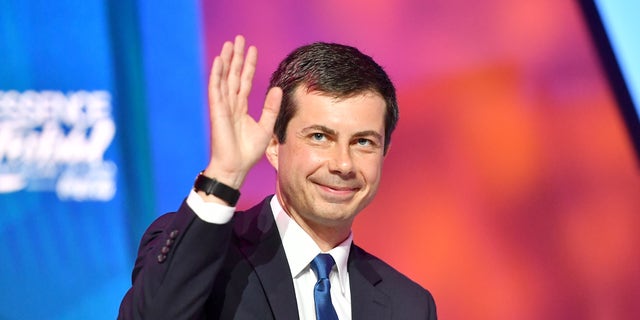 Pete Buttigieg speaks on stage at 2019 ESSENCE Festival Presented By Coca-Cola at Ernest N. Morial Convention Center on July 07, 2019, in New Orleans, Louisiana. (Photo by Paras Griffin/Getty Images for ESSENCE)