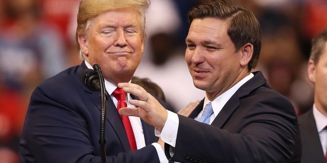 Former President Donald Trump, left, lashed out at Florida Gov. Ron DeSantis prior to the midterm elections, dubbing him "Ron DeSanctimonious."