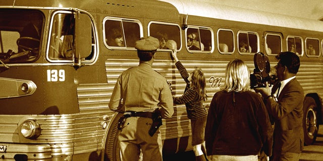 The Beatles pull up to perform at Candlestick Park in San Francisco on Aug. 29, 1966. 