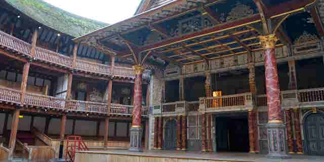 Interior of the Globe Theatre London, associated with William Shakespeare. 