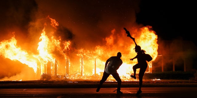 Jacob Blake protesters lit buildings on fire in Kenosha, Wisconsin, United States on August 24, 2020.