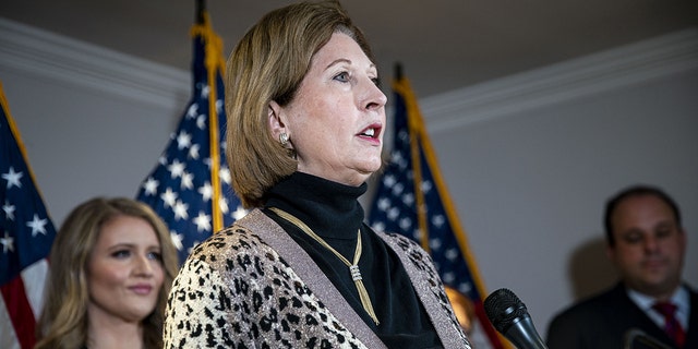 Sidney Powell, lawyer to President Trump, speaks during a news conference at the Republican National Committee headquarters in Washington, D.C., on Nov. 19, 2020.