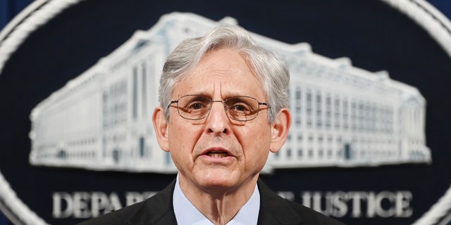 Attorney General Merrick Garland delivers a statement to the Department of Justice in Washington, DC, on April 26, 2021.