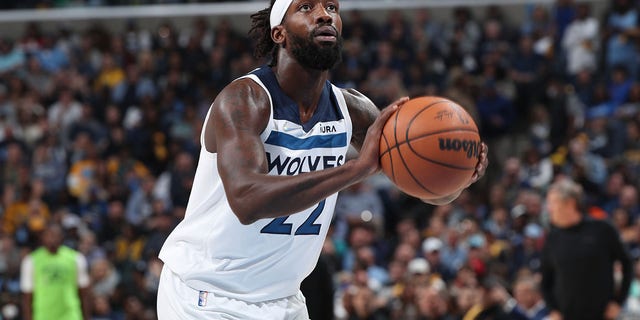 Patrick Beverley #22 of the Minnesota Timberwolves shoots a free throw against the Memphis Grizzlies during Game 5 of Round 1 of the 2022 NBA Playoffs on April 26, 2022 at FedExForum in Memphis, Tennessee. 