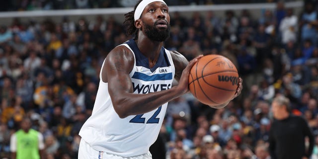 Patrick Beverley #22 of the Minnesota Timberwolves shoots a free throw against the Memphis Grizzlies during Round 1 Game 5 of the 2022 NBA Playoffs on April 26, 2022 at FedExForum in Memphis, Tennessee.