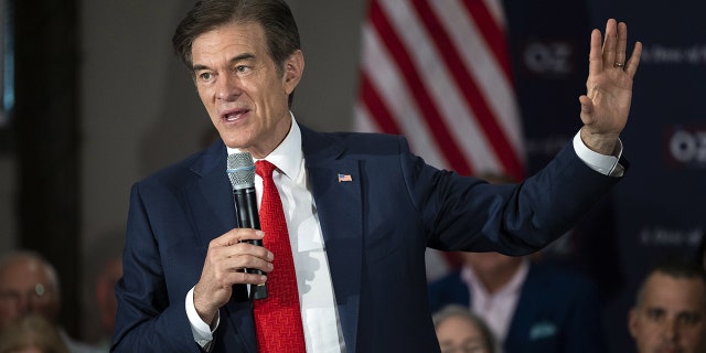 Mehmet Oz, celebrity physician and US Republican Senate candidate for Pennsylvania, speaks during a town hall in Bell Blue, Pennsylvania, on Monday, May 16, 2022. 