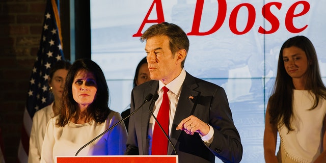 Mehmet Oz, celebrity physician and US Republican Senate candidate for Pennsylvania, speaks during a primary election night event in Newtown, Pennsylvania, May 17, 2022. 