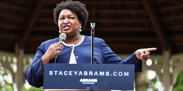 Stacey Abrams, Democratic gubernatorial candidate for Georgia, speaks during a campaign event in Reynolds, Georgia, US, on Saturday, June 4, 2022. Abrams will face Georgia governor Brian Kemp in the general election on November 8, 2022. 