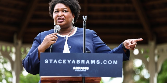 Stacey Abrams, Democratic gubernatorial candidate in Georgia, speaks during a campaign event in Reynolds, Ga., June 4, 2022. 