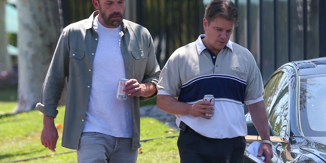 Ben Affleck, left, and Matt Damon, longtime friends, are seen on the set of an untitled Nike movie.