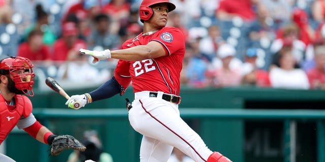 Juan Soto of the Washington Nationals bats during a game against the St. Louis Cardinals at Nationals Park in Washington, D.C., on Sunday, July 31, 2022.