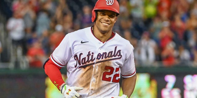 Soto was all smiles after his homer in the fourth inning at Nationals Park.