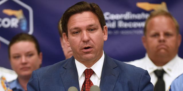 Florida Gov. Ron DeSantis announces a lawsuit against the Biden administration over the delay of an application to import cheaper medications from Canada.
