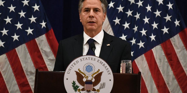 US Secretary of State Anthony Blinken takes part in a press conference after attending events during the 55th ASEAN Foreign Ministers Meeting in Phnom Penh on August 5, 2022.