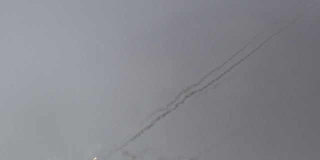 Rocket launch from Gaza City, Gaza, following Israeli airstrikes on the Gaza Strip on August 6, 2022. 