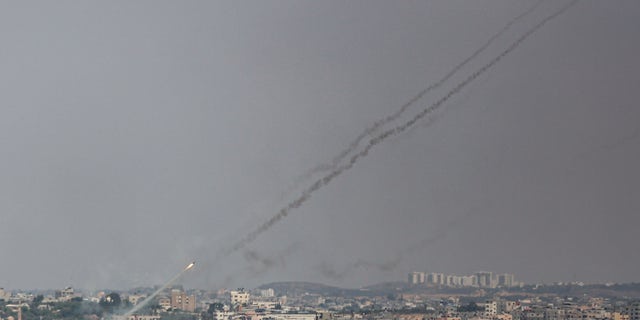 Rockets are fired from Gaza City, Gaza in the aftermath of Israeli airstrikes on Gaza Strip on August 06, 2022. 