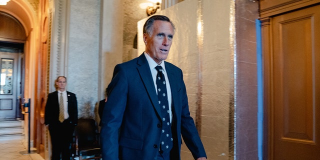 Mitt Romney, R-UT, ahead of the "vote-a-rama" on the Inflation Reduct Act on Capitol Hill in Washington, DC on August 7, 2022. 