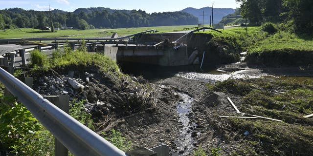 A view of the damaged area after a flood caused by heavy rainfall in Kentucky on Aug. 8, 2022. Kentucky homeowners in 12 counties are eligible for rental assistance if they are unable to return to their residences due to flood damages.