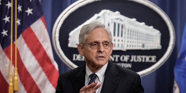 WASHINGTON, DC - AUGUST 11: US Attorney General Merrick Garland explains to reporters that he will not take questions after he delivered a statement at the US Department of Justice August 11, 2022 in Washington, DC.  (Photo by Drew Angerer/Getty Images)
