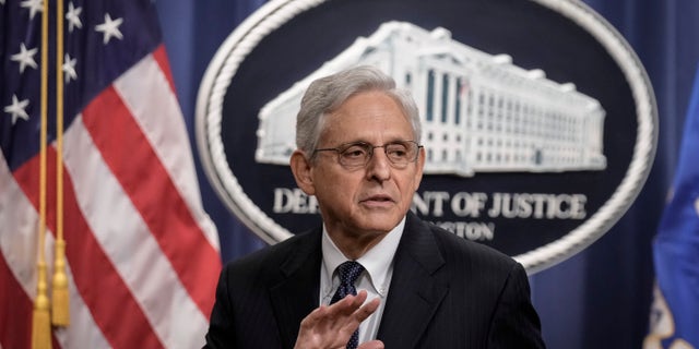 WASHINGTON, DC - AUGUST 11: US Attorney General Merrick Garland explains to reporters that he will not take questions after he delivered a statement at the US Department of Justice August 11, 2022 in Washington, DC.  (Photo by Drew Angerer/Getty Images)