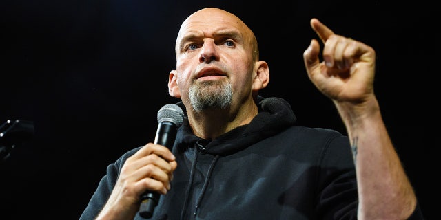 John Fetterman, lieutenant governor of Pennsylvania and Democratic senate candidate, speaks during a campaign rally in Erie, Pennsylvania, US, on Friday, Aug. 12, 2022. 