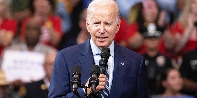 President Joe Biden speaks at Wilkes University in Wilkes-Barre, Pennsylvania, on August 30, 2022.