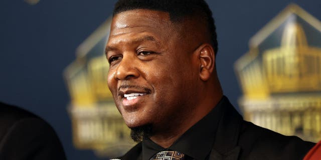 Former Green Bay Packer LeRoy Butler talks to the press during the Pro Football Hall of Fame Class of 2022 Announcement on February 10, 2022, in Inglewood, California. After starring for the Seminoles, Butler helped recast the safety position in the NFL and restore Green Bay's glory days during a 12-year career that featured five All-Pro selections and landed him in the Pro Football Hall of Fame's Class of 2022.