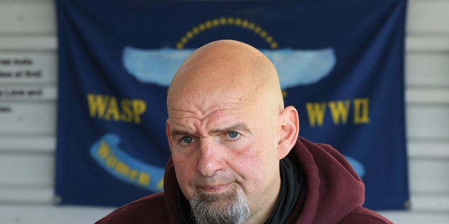 LEMONT FURNACE, PENNSYLVANIA - MAY 10: Pennsylvania Lt. Gov. John Fetterman campaigns for U.S. Senate at a meet and greet at Joseph A. Hardy Connellsville Airport on May 10, 2022 in Lemont Furnace, Pennsylvania. Fetterman is the Democratic primary front runner in a field that includes U.S. Rep. Conor Lamb and state Sen. Malcolm Kenyatta in the May 17 primary vying to replace Republican Sen. Pat Toomey, who is retiring. (Photo by Michael M. Santiago/Getty Images)